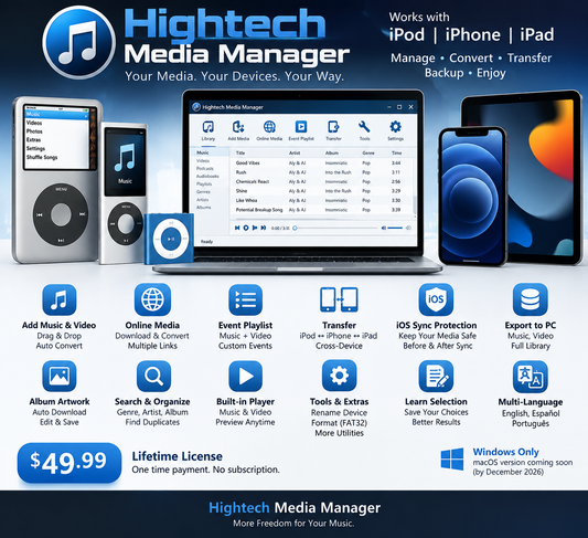Hightech Media Manager 2.1 for Windows - iPod, iPhone and iPad media management
